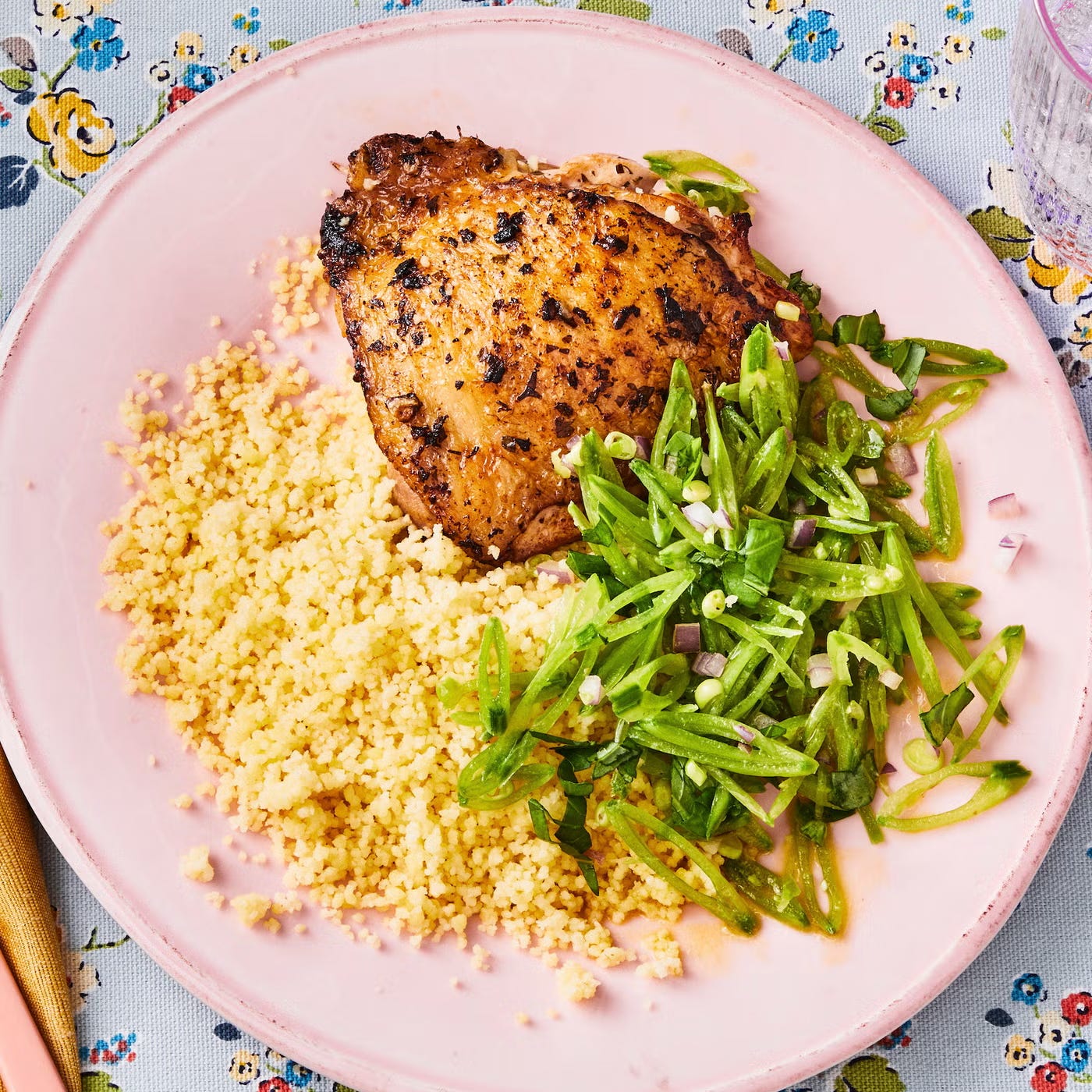 Lemon-Herb Chicken Thighs with Snap Pea Salad